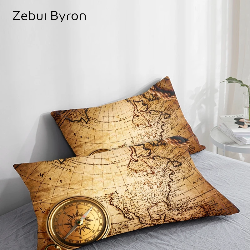 

3D Pillowcase,Pillow Case Custom/50x70/50x75/50x80/70x70 Decorative Pillow Cover,vintage map Bedding,Drop Ship