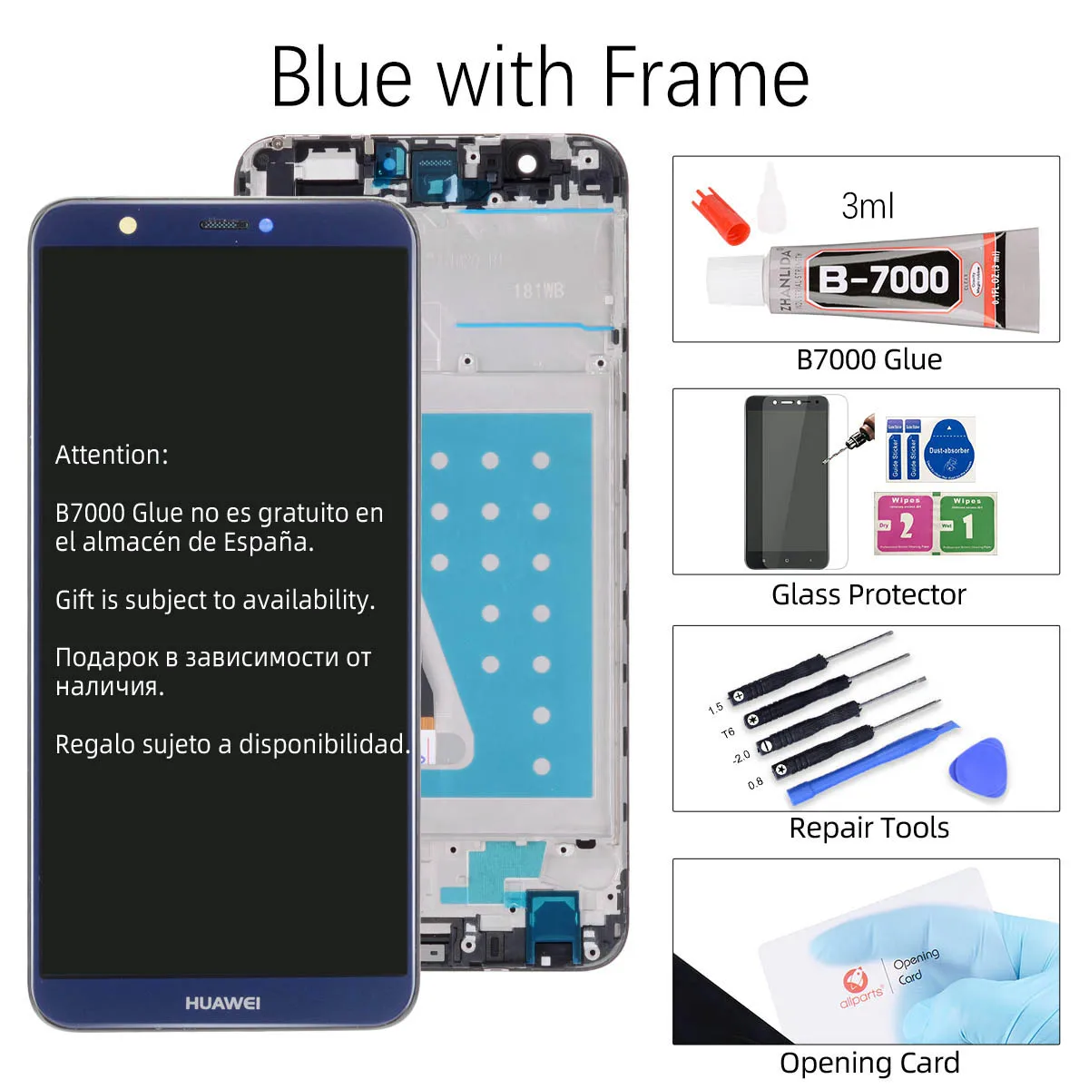 with Frame Blue Дисплей для HUAWEI P Smart Enjoy 7S FIG LX1 fig-lx3 fig-lx1 LCD в сборе с тачскрином на рамке 5.65'' черный белый синий золото - Цвет: with Frame Blue