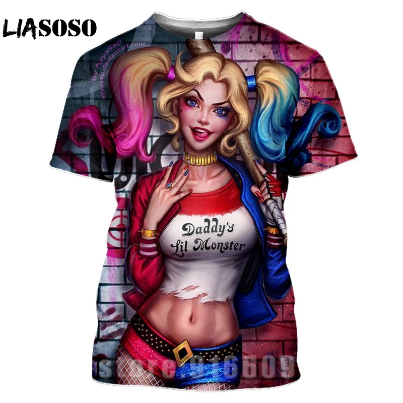 Футболка Мужская/женская с 3D принтом модная уличная одежда в стиле аниме Harley Quinn