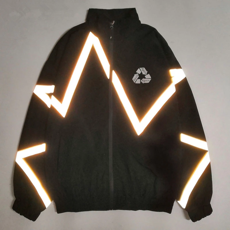 ICPANS 3M, светоотражающая полосатая ветровка на молнии, мужские спортивные куртки, хип-хоп повседневная верхняя одежда, куртки, пальто, мужские Модные топы