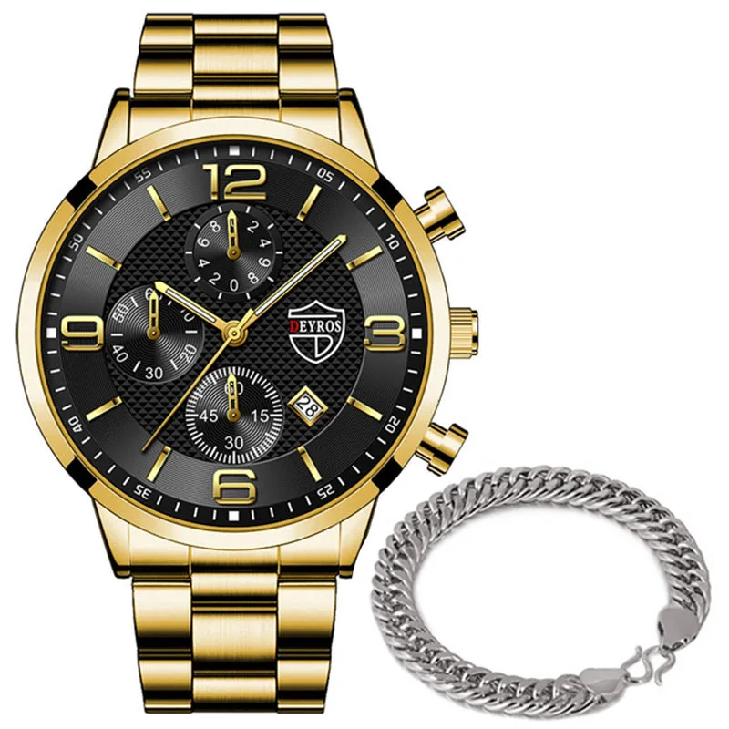 Fashion Men's Sports Watches Stainless Steel Analog Quartz Wristwatch Male Business Luminous Clock Luxury Casual Silver Bracelet 