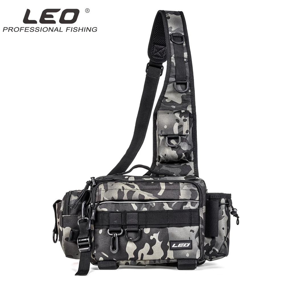

LEO Fishing Tackle Bag Lure Reel Rod Backpack Multifunctional Men One Shoulder Camouflage Pack for Outdoor Fish Sports