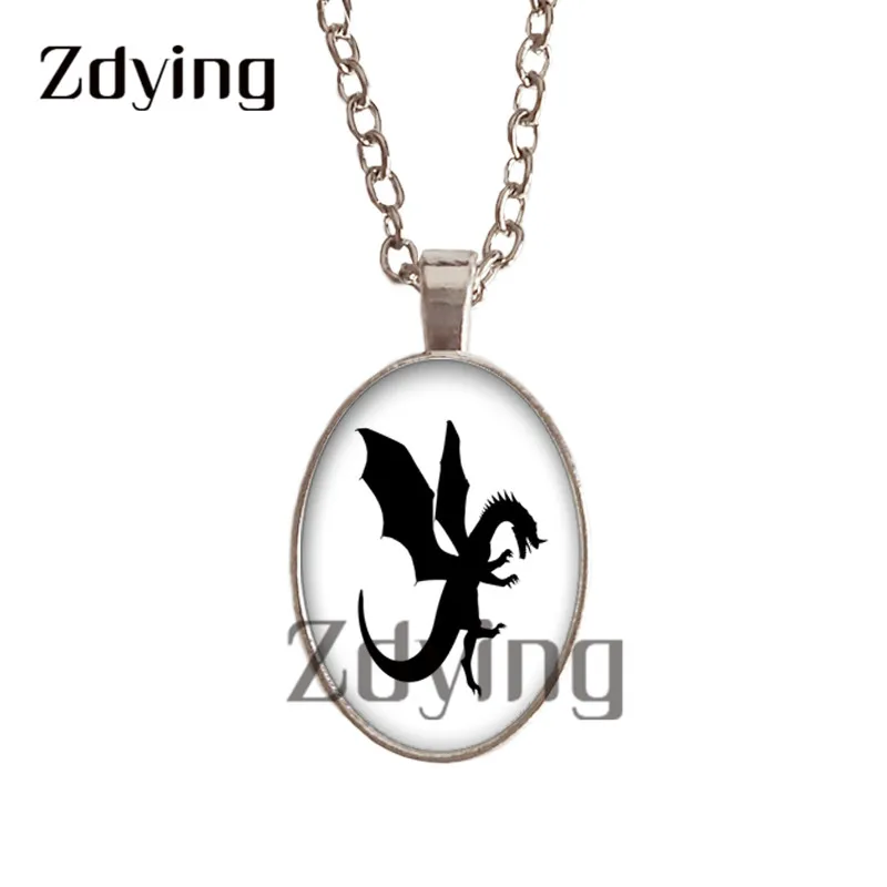 Zdying Bird дракон волк ожерелье с силуэтом овальное стекло изображение Cabochon Ожерелье