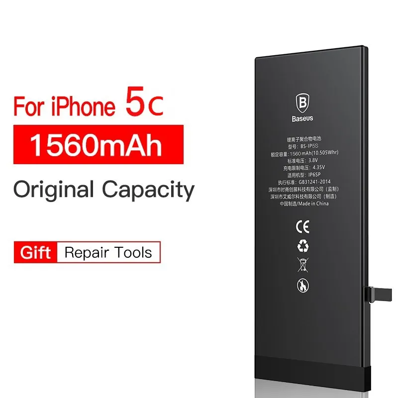 Аккумулятор для мобильного телефона Baseus для iPhone 8, 7, 6, 6s s Plus, 5, 5S, 5c, 7 plus, 6 plus, сменный аккумулятор для iPhone7, iPhone6 - Цвет: 1560mAh For iP 5c