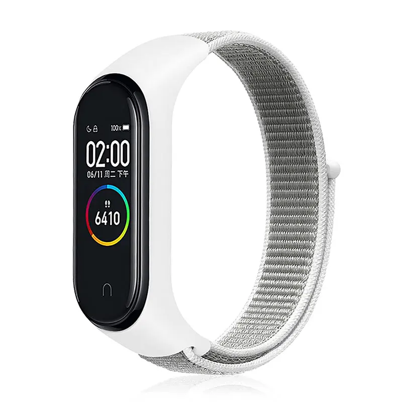 Белый Спортивный нейлоновый ремешок для Xiaomi Mi Band 4 3 сменный Браслет для Xiaomi Mi 4 Band 4 Band 4 Mi3 Смарт-часы - Цвет: Белый
