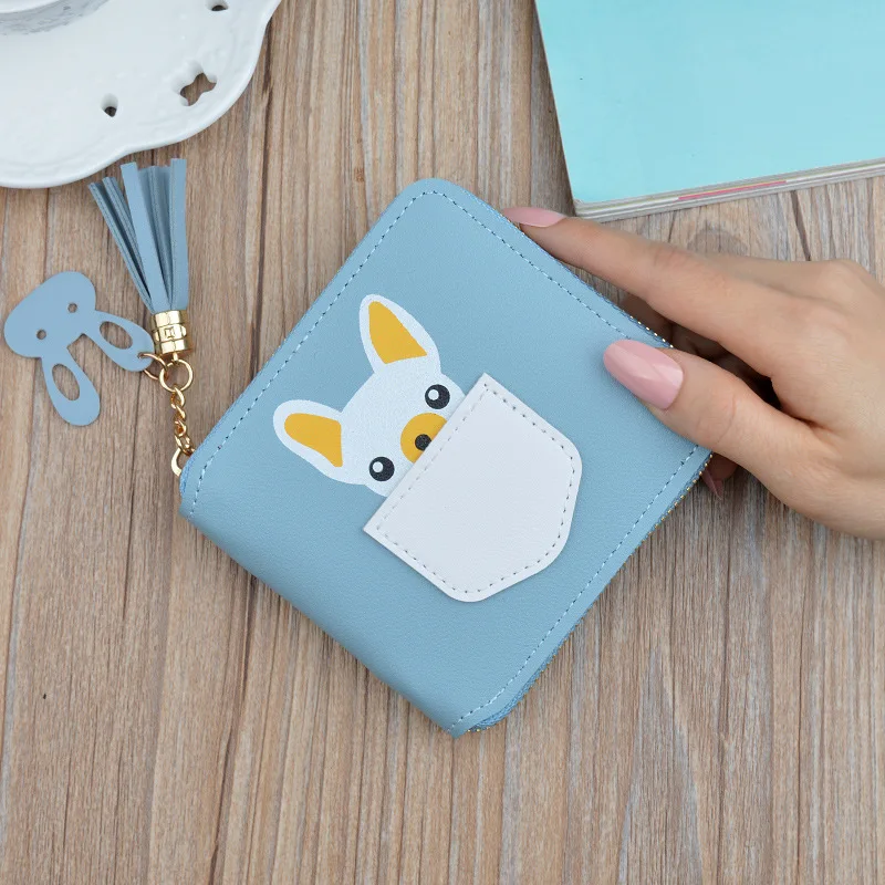 INS стиль модный кошелек для женщин короткий мультфильм милый щенок изменить кошелек девушка Студенческая молния квадратный мини кошелек из искусственной кожи