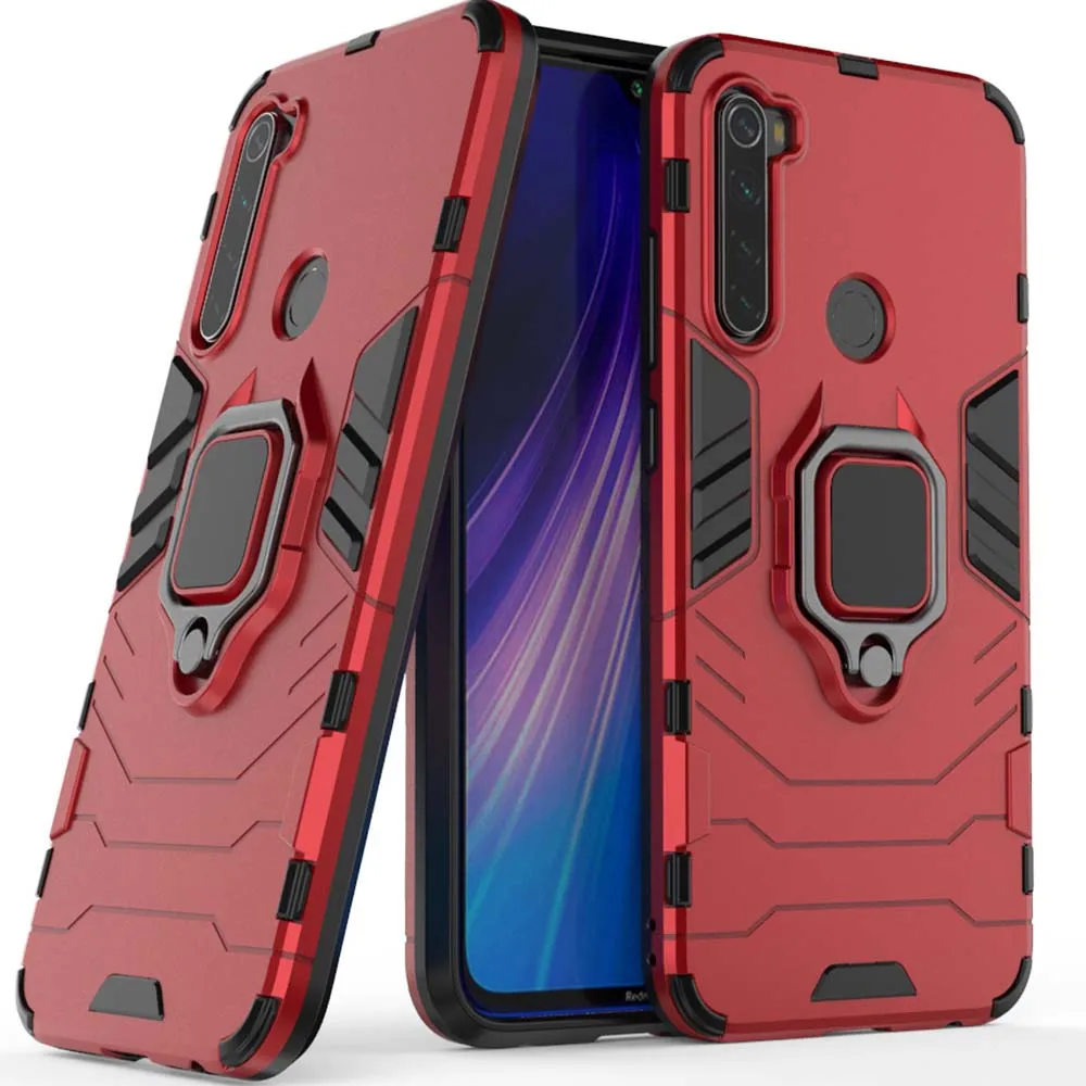 

For redmi note 8 case shockproof metal finger ring holder stand hybrid hard cover TPU bumper For Xiaomi redmi note 8 pro bags