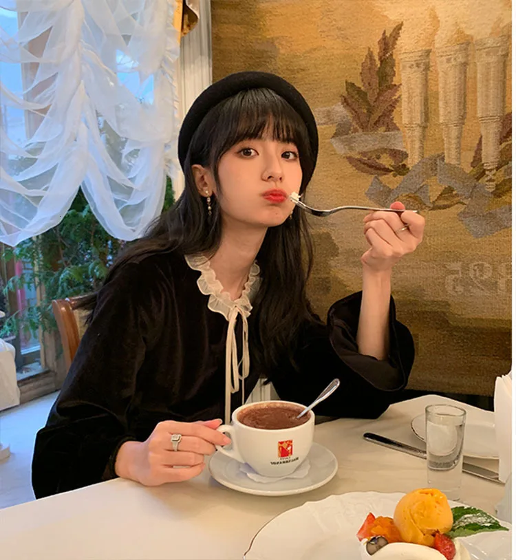 Винтажные бархатные женские вечерние платья макси с длинным рукавом на осень, модное черное кружевное платье, теплые элегантные платья для женщин, готическое платье