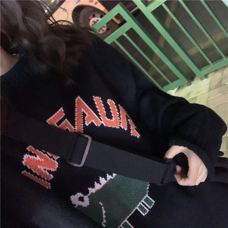 Fanco Harajuku, зимний модный винтажный Женский пуловер с круглым вырезом и забавным буквенным принтом, Свободный вязаный женский пуловер с длинным рукавом