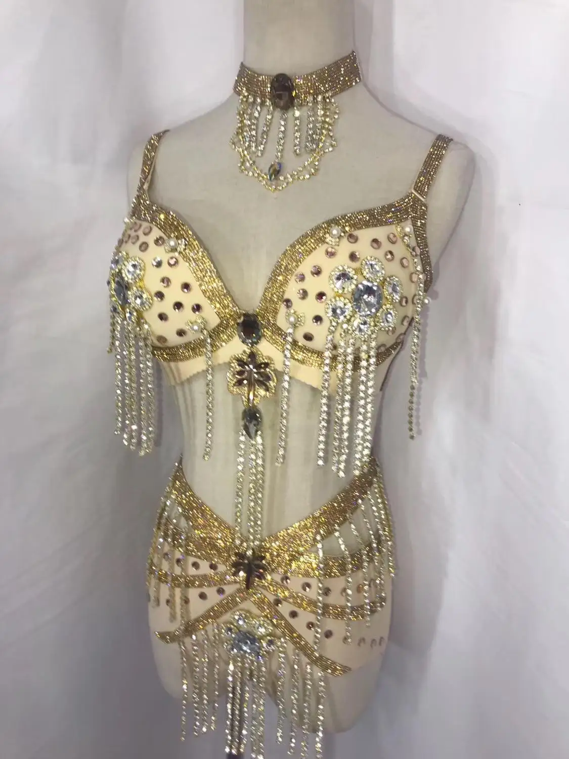 

Nightclub Female DJ Singer Modern Dance Costumes Exhibition Model Catwalk Star Party Show Stage Outfit Sparkly Crystal Bikini