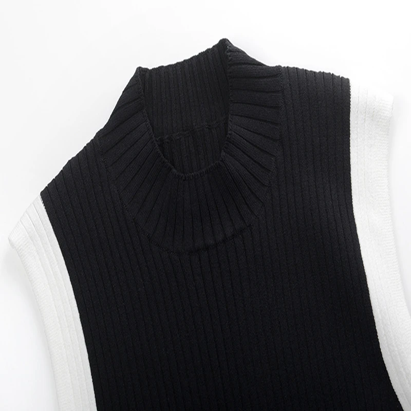 Tunjuefs Slim Fit вязаный край безрукавки женские жилеты элегантные облегающие летние пуловеры без рукавов Повседневные Хорошие эластичные