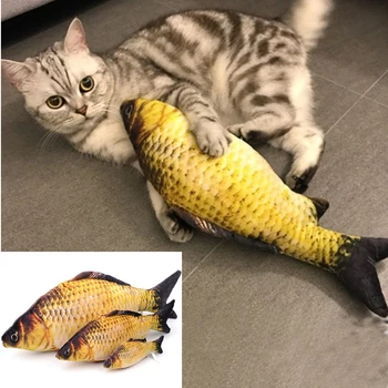 

Creative Simulation Fish Shaped Cat Toys Cat Accessories Soft Fleece Chew Toys Durable Kitty Pillow With Catnip Pet Supplies