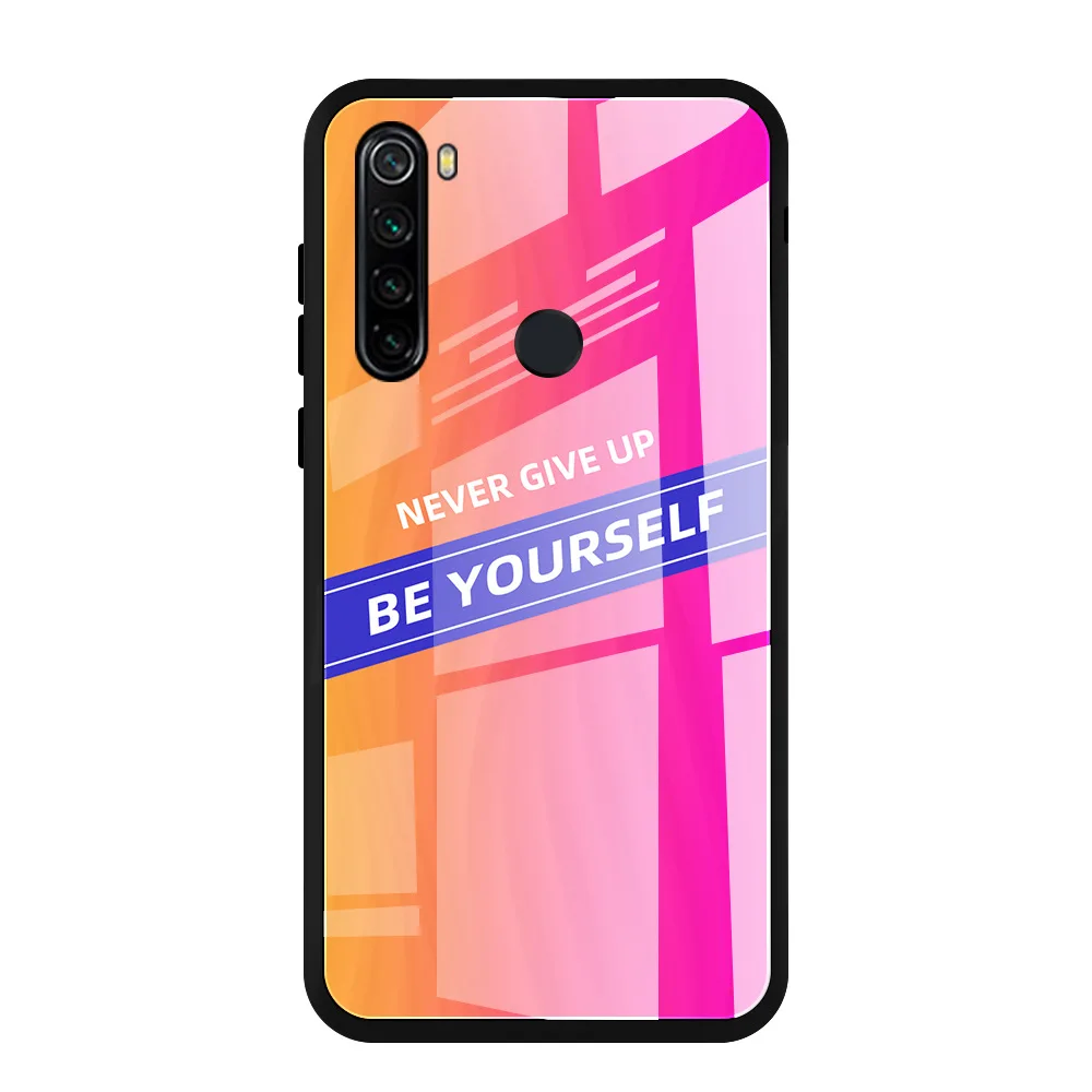 Розово-красный Модный чехол для телефона Xiaomi Redmi Note 8 8pro mi 9 защитная задняя крышка из закаленного стекла мягкий полиуретановый край чехол Coque - Цвет: Розово-красный