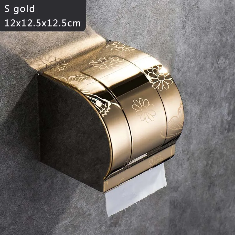 Toilet Paper Holder New Creative Stainless Steel Gold Tissue Holder Box Toilet Waterproof Tissue Holder Toilet