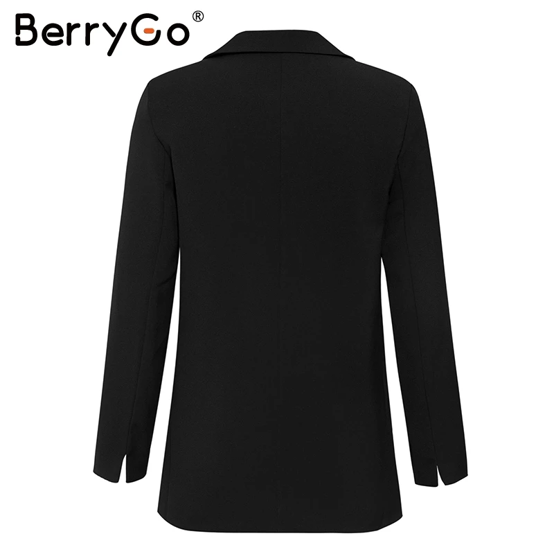 BerryGo Повседневный винтажный двубортный черный Блейзер Женская осенне-зимняя верхняя одежда куртка шикарная Дамская куртка Лоскутные костюмы