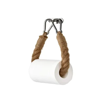 

Kitchen Wall Hanging Paper Holder Creative Hemp Rope Handmade Retro Bathroom Toilet Accessories Wall Rolling Paper Shelves