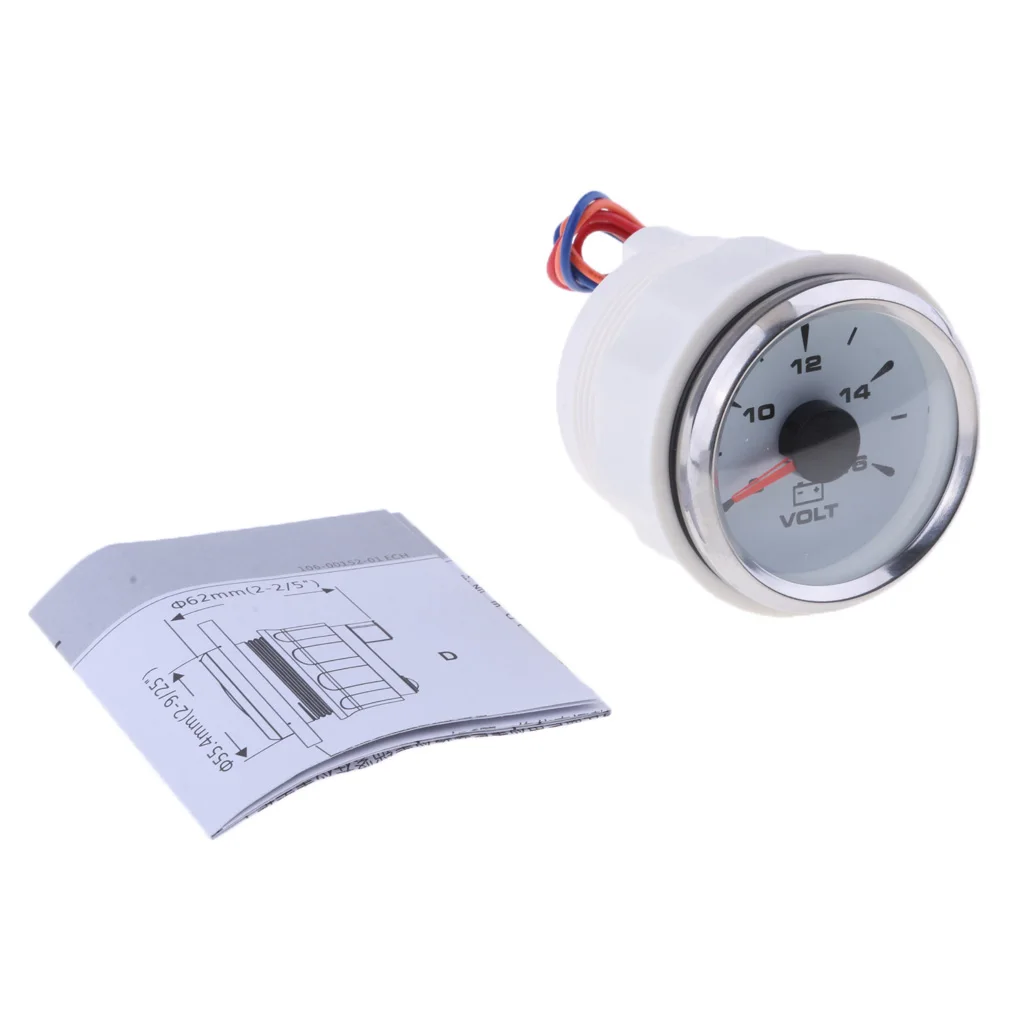 

52mm 2" Car Boat Marine Voltmeter Gauge Meter White Face & Chrome Ring