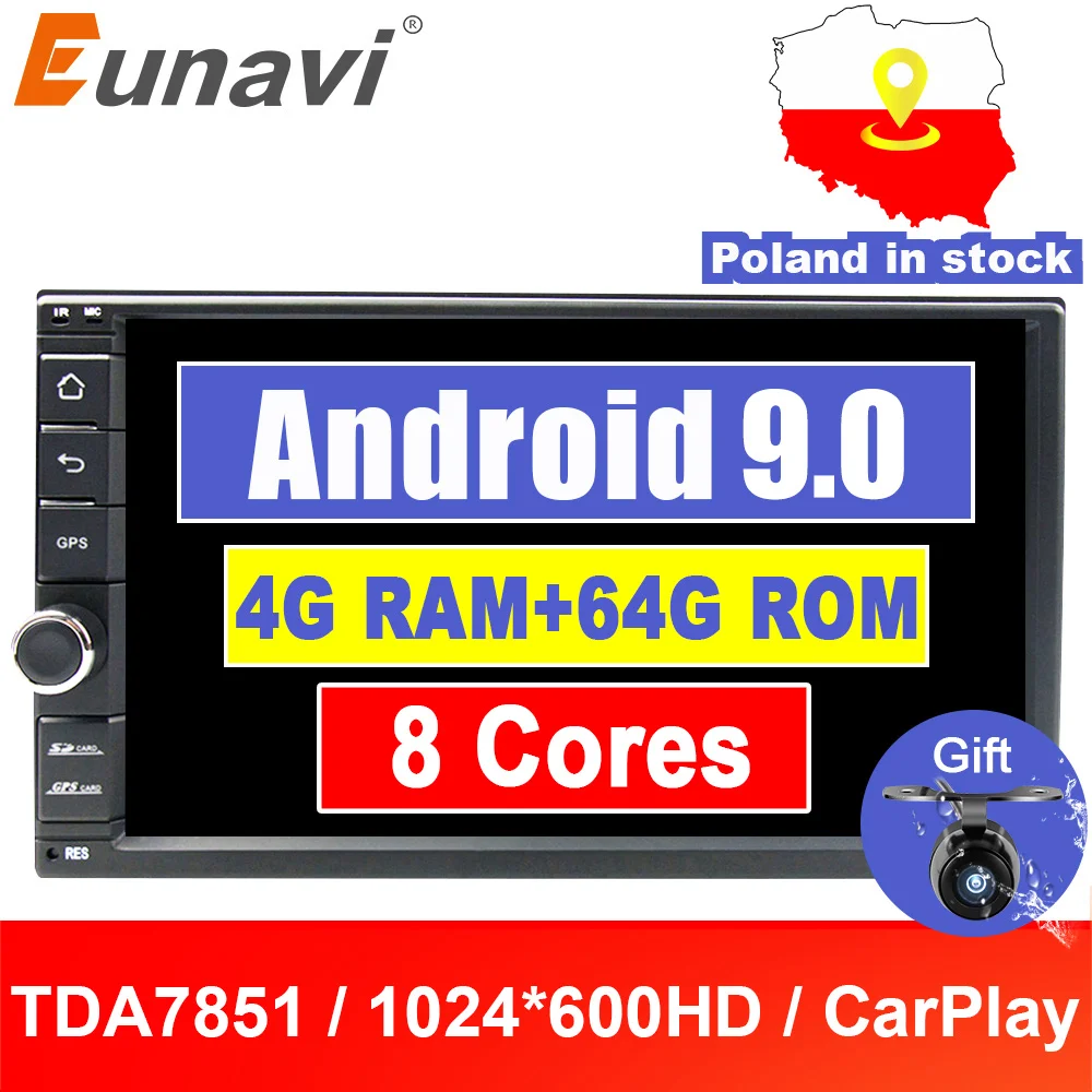 Ceny Eunavi uniwersalny 2 din octa core 7 Android 9.0 samochodowe radio stereo odtwarzacz multimedialny WIFI 2din nawigacja GPS SWC TDA7851 nie DVD