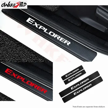 

For Ford Explorer 4PCS Car Door Sill Scuff Plate Cover Stickers Carbon Fiber Auto Scratch Protector Decal Auto DIY Stripes