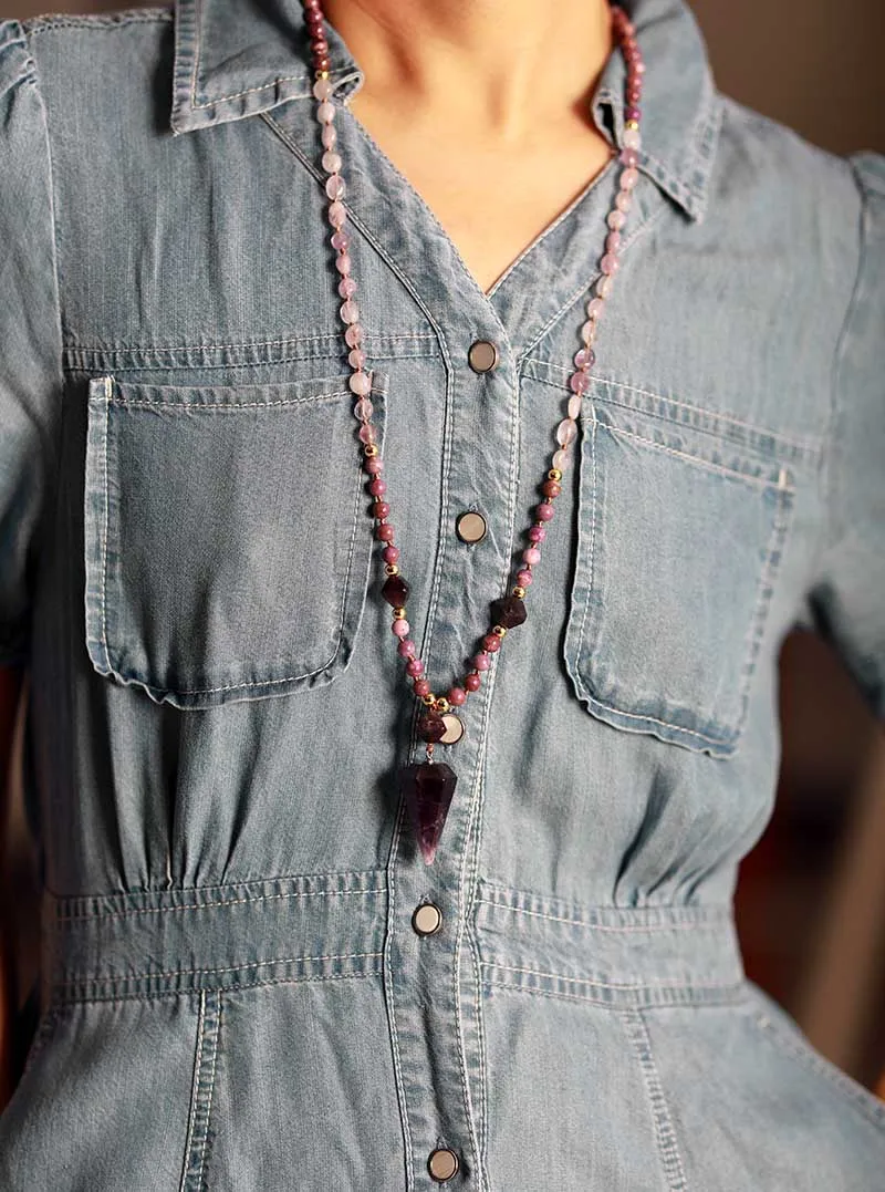 Gorgeous Bohemia Woman Necklace String Knotted Strand Cone Shape Lariat Long Beads Neckles Handmade Bohemia Jewelry