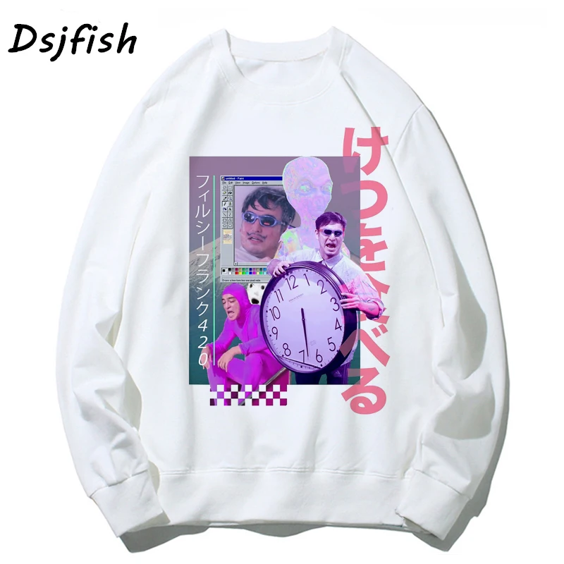 Vaporwave толстовка мужская забавная Harajuk Sad Girl Ретро аниме уличная японская Эстетическая Мужская/женская верхняя одежда, толстовки сексуальные унисекс - Цвет: 4