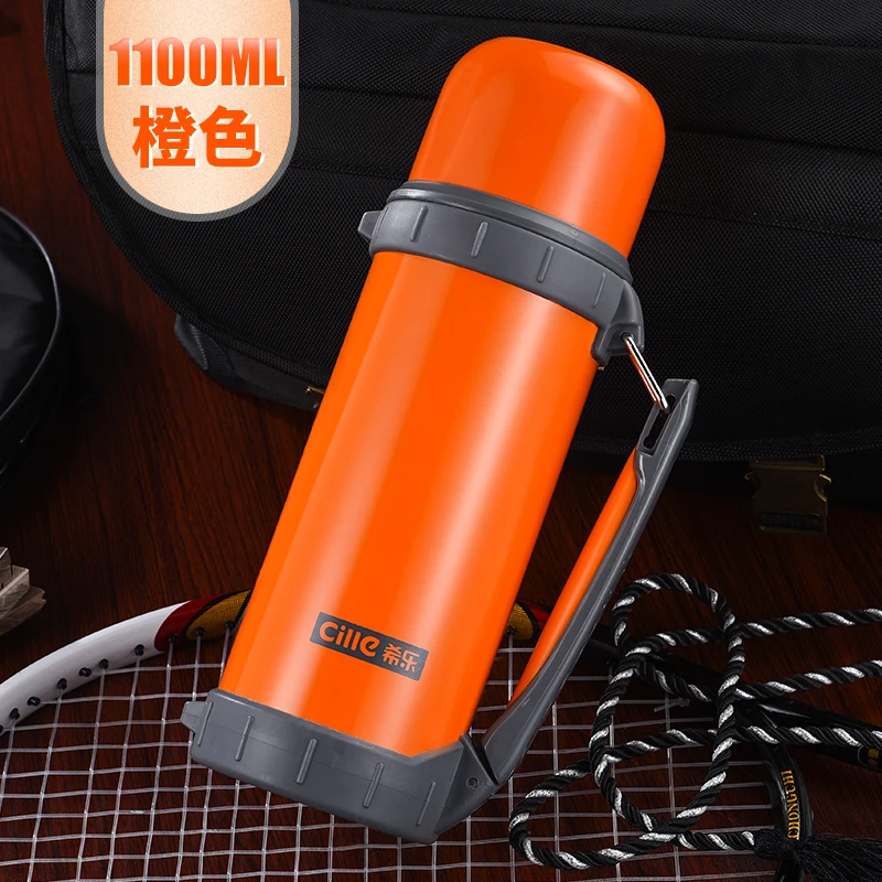 Large Thermos Vacuum Flask Outdoor Portable Capacity Insulated Cup Stainless Steel Rope Botellas Para Agua Thermo Bottle EE5BW - Цвет: Оранжевый