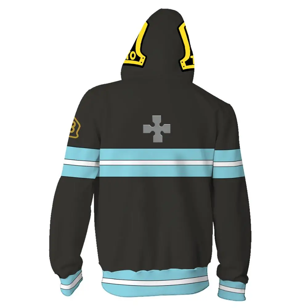 Anime Fire Force Enn no Shouboutai Leonard Burns hooded Jacket Cosplay Costumes 3D Print Hoodies Sweatshirts Zipper clothing