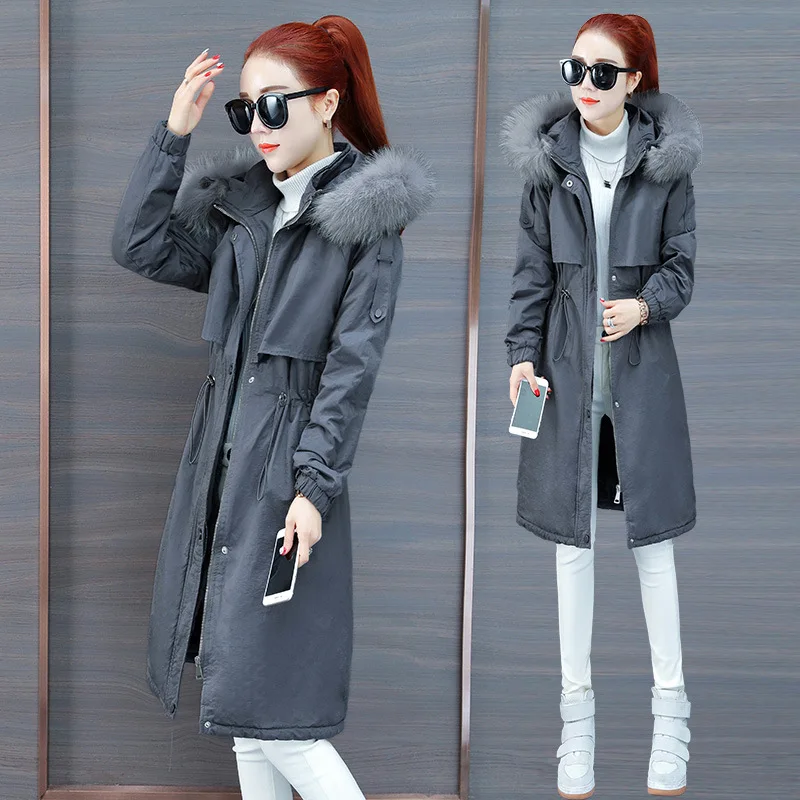 

Mid-length Overcoat Women's 2019 Autumn And Winter Trench Coat Popular Short-height Versatile Elegant Brushed And Thick Parka Co