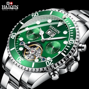 

HAIQIN Men's Watches mechanical automatic watch men business wrist watch stainless steel waterproof clock man Reloj Hombre 2020