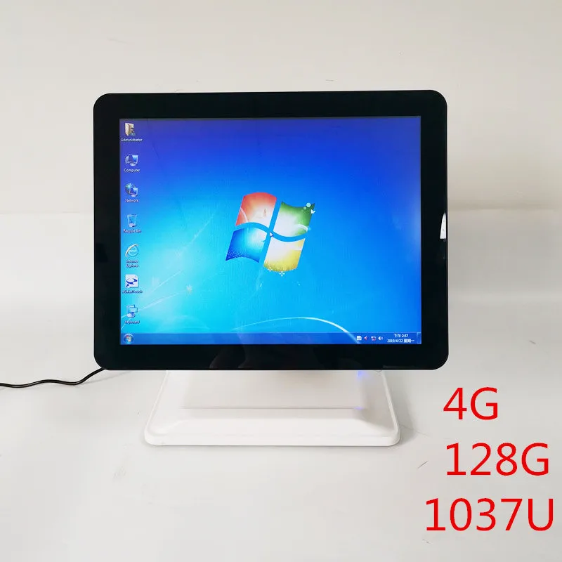 white 4G 128G 1037U Сенсорная система POS терминал машина 15 ''Сенсорная панель ЖК-монитор экран с небольшим клиентским дисплеем кассовый аппарат - Цвет: white 4G 128G 1037U