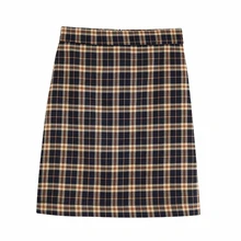 Женская винтажная клетчатая прямая мини-юбка с принтом faldas mujer, женские повседневные облегающие офисные юбки в деловом стиле