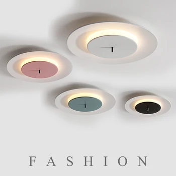 

Modern black/white/pink/green LED round Macaron ceiling lamp bedroom corridor restaurant Nordic indoor home lighting fixture