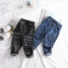 Рост 80-100 см, новинка года, осенние джинсовые штаны для маленьких мальчиков Детские демисезонные джинсы осенняя одежда для детей