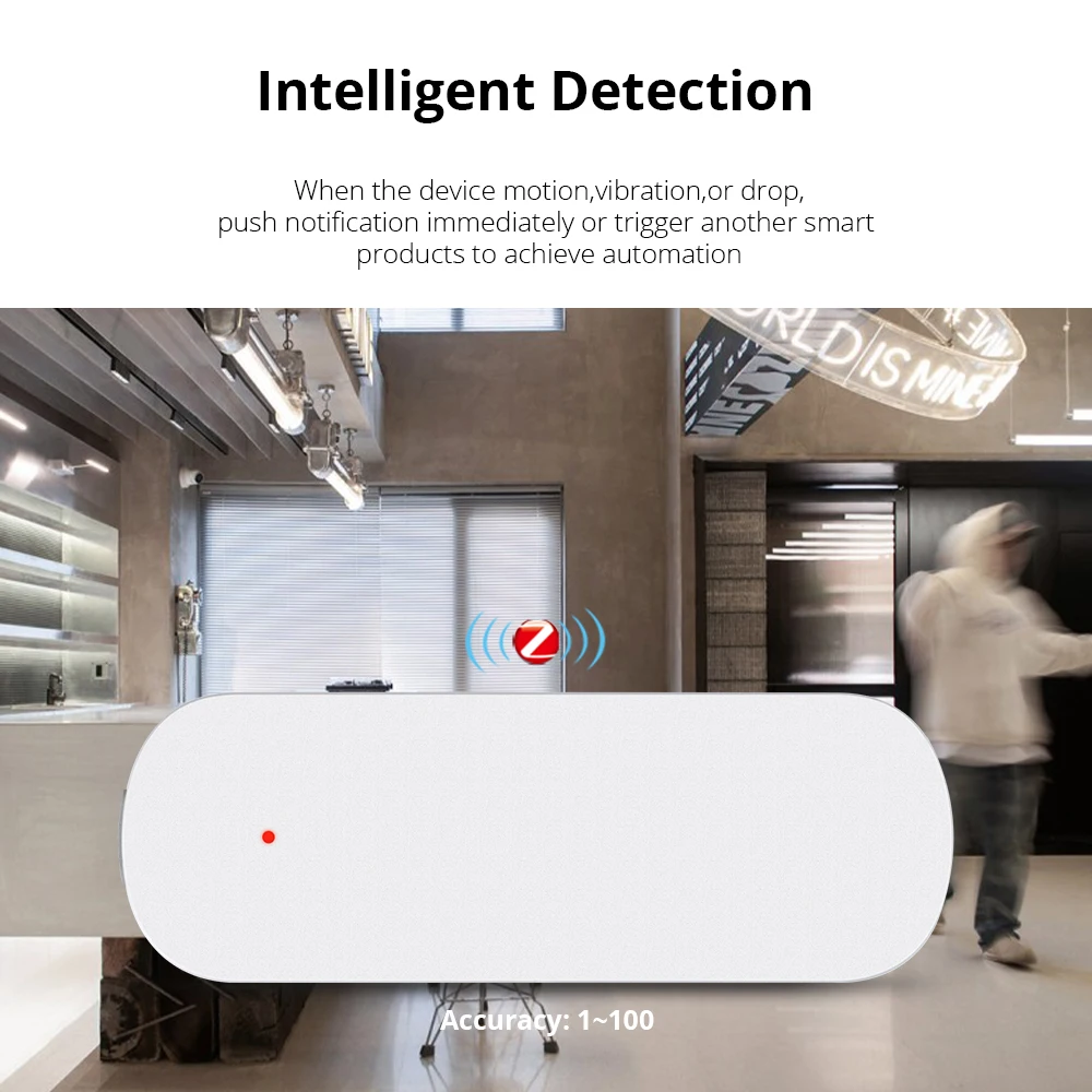 Inteligente sem Fio Sensor de Vibração Segurança em Casa Zemismart Zigbee Inteligente Alarme Detecção Sistema Smartlife Smartthins Controle - Image 2