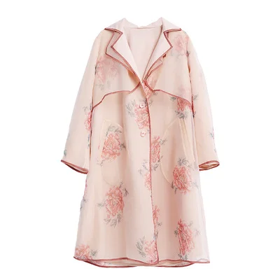 Floral IRINAMS01 FW коллекция винтажный цветочный органза Женский Тренч длинное - Цвет: Floral
