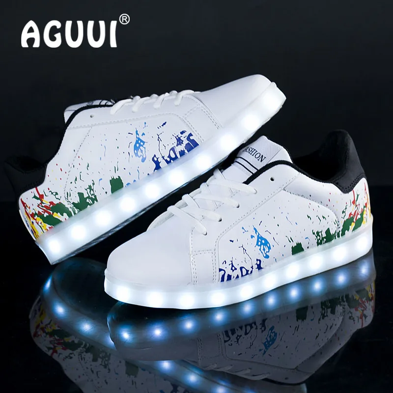 

Size 35-44 Unisex LED Luminous Shoes Colorful Flash Couple Dancing Shoes Men&Women USB Charging Glowing Sneaker