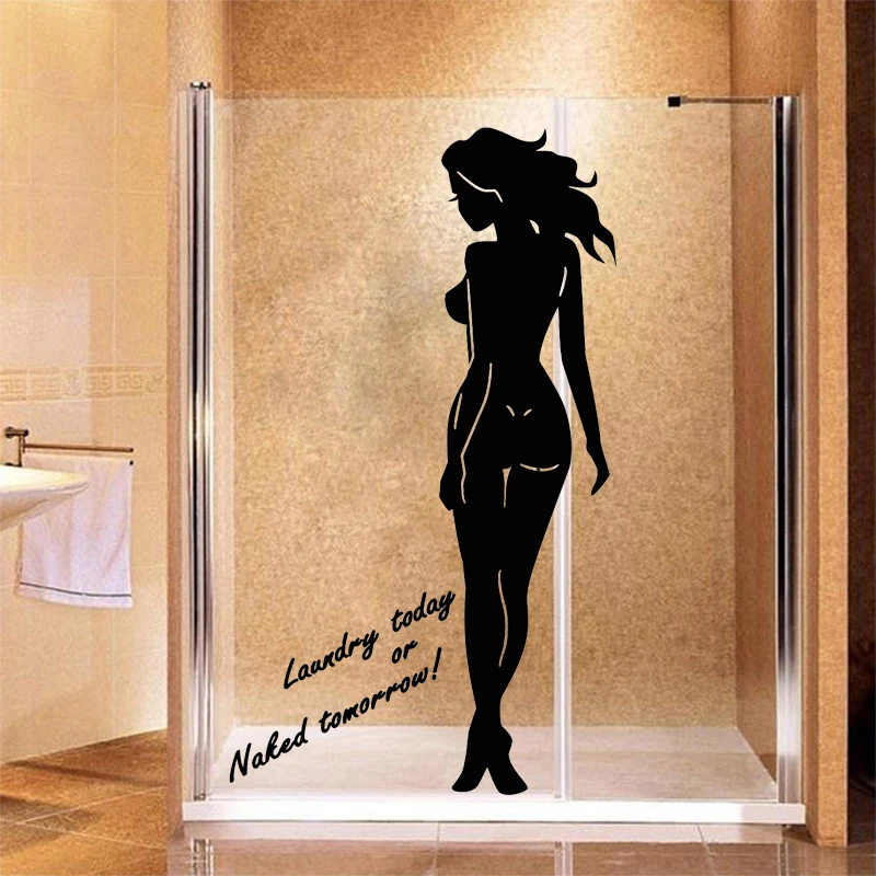 sexy bunny clothes Naked Sexy Woman Wall Stickers Bathroom Quote Laundry Today No Clothes  Stickers