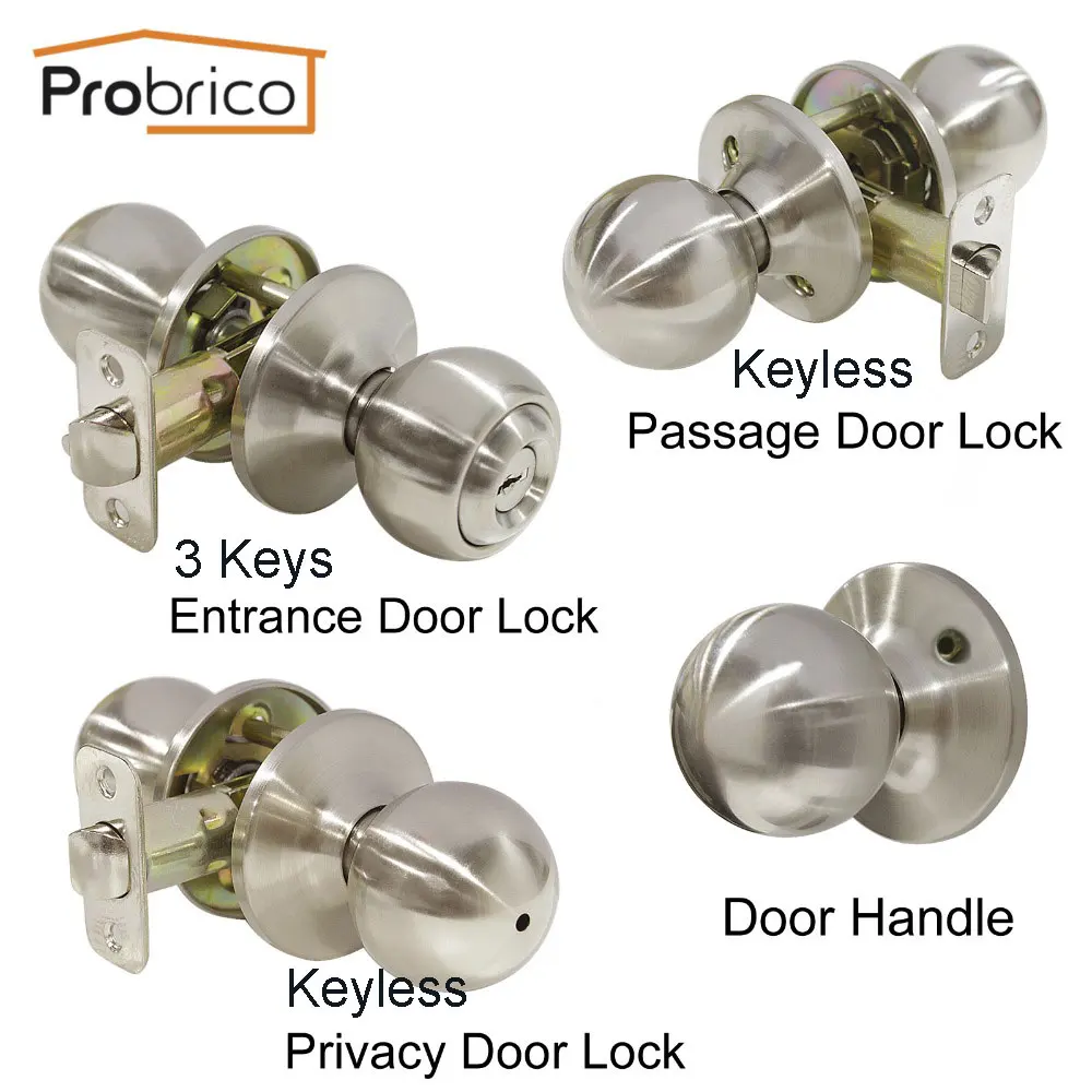 PASSAGE DOOR KNOB LOCKSET Silver SS 1 3//8 /& 1 3//4 Doors BackSet 2 3//4 LOT OF 10
