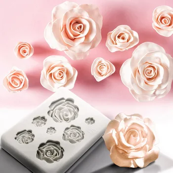 

Rose Flower Silicone Molds Wedding Cupcake Topper Fondant Cake Decorating Tools Sugarcraft Candy Clay Chocolate Gumpaste Moulds