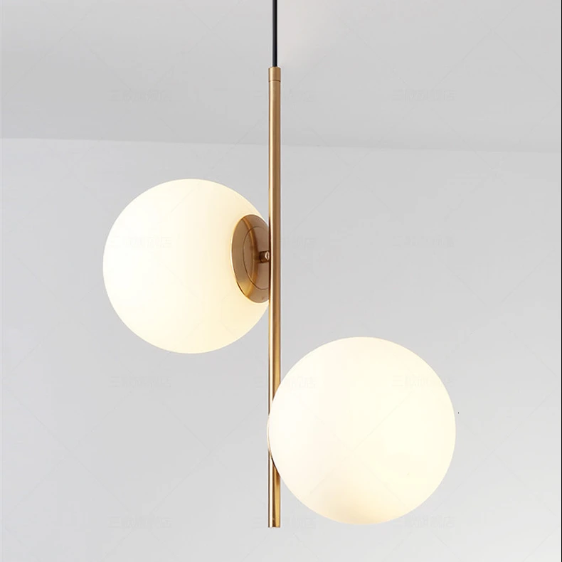 

New Glass Postmodern Led Pendant Light Metal Lamp Shade Modern Glass Ball kitchen chandelier