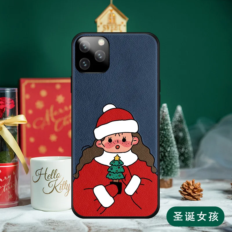 Подходит для iPhone11XsProMax чехол для телефона с рождественским рисунком Кожаный iPhone7 8 plus мультфильм