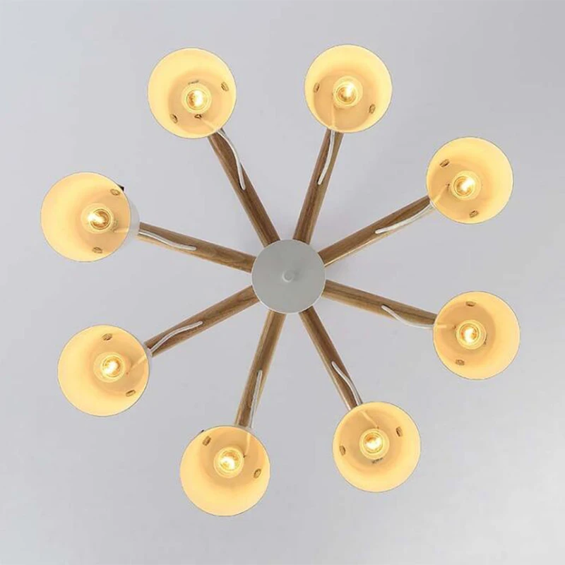 Modern living room LED chandelier bedroom dining room ceiling chandelier dining room wooden ceiling lamp cafe decor lighting mid century modern chandelier