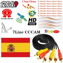 Испания рецептор Cccams линии на 1 год Испания используется для freesat v7 DVB-S2 CCcam Cline спутниковый ресивер Европа каналы 7 линий