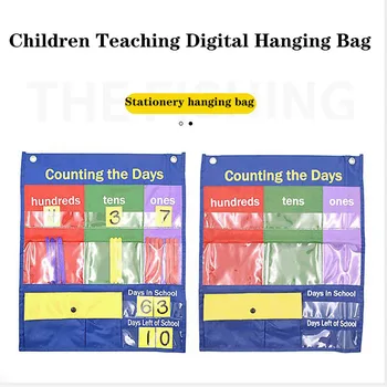 

Children's Teaching Digital Hanging Bag Wall-Mounted Storage Bag Learning To Count Hanging Bag Digital Card Bag канцелярия