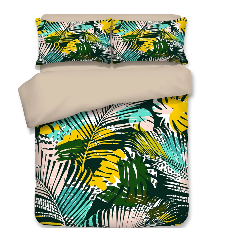 Tropical rainforest plant bedding set Duvet Covers Pillowcases Queen King comforter bedding sets bedclothes bed linen(NO Sheet - Цвет: 3