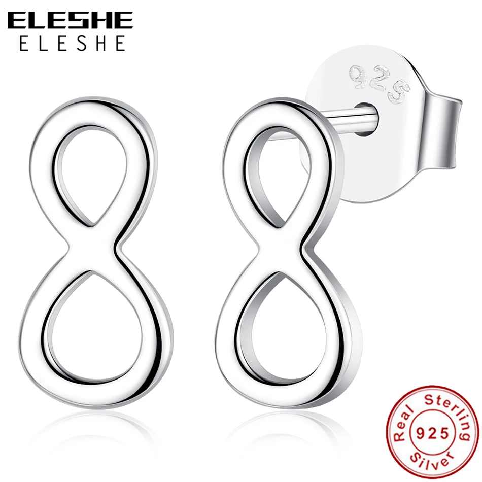 ELESHE Элегантные Новые стерлингового серебра 925 Бесконечность милые серьги-гвоздики для женщин навсегда серьги Свадебные украшения Brincos