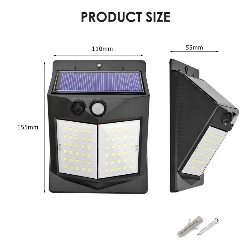 122LED Solar Light Solar Power PIR Motion Sensor Wall Light Outdoor Garden Street Lamp Pathway Yard Security Light Solar Lamp - Испускаемый цвет: 60 LED