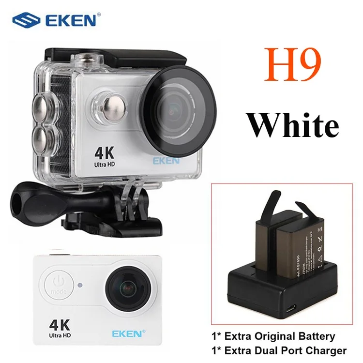 Eken H9 Спортивная Экшн-камера WiFi Водонепроницаемая подводная спортивная камера+ аккумулятор+ зарядное устройство - Цвет: Белый