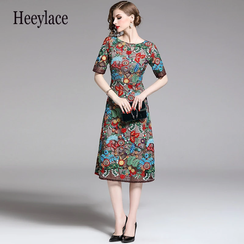 2019 летние дизайнерские кружевные платья с сеткой Женские винтажные вечерние