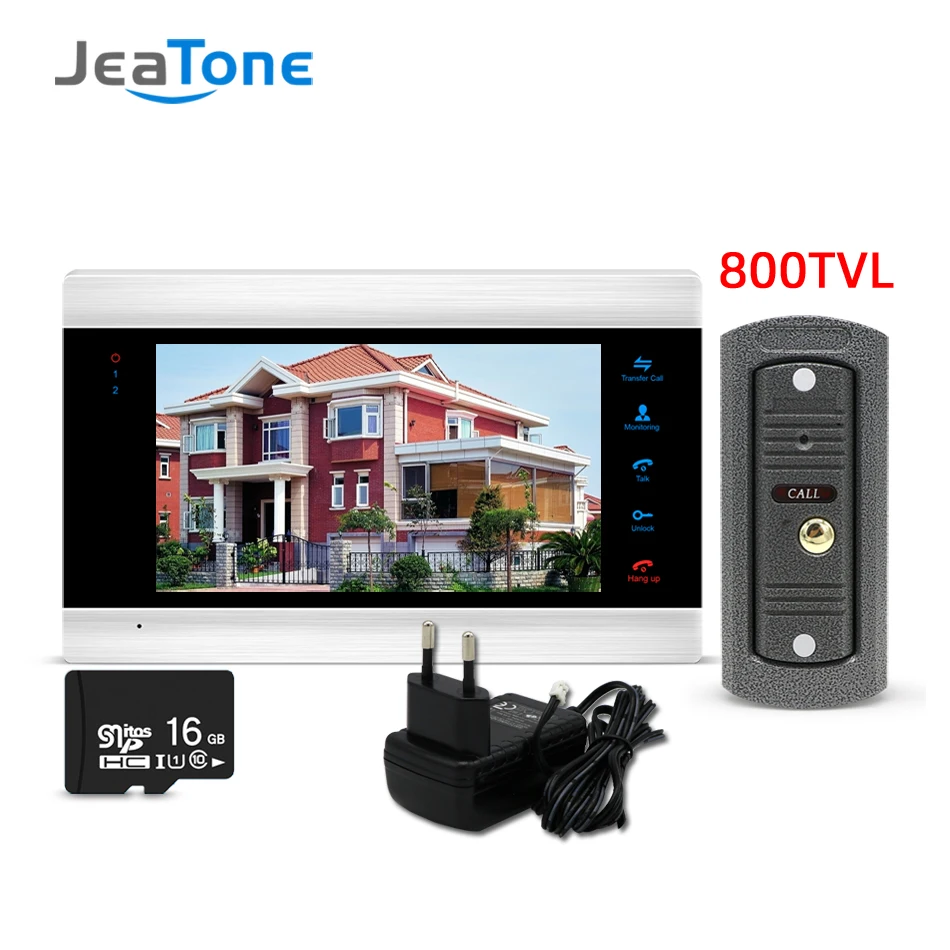 P201B1M706S1-16G-EM Jeatone 7 дюймов цветной ЖК-Видео дверной телефон домофон система разблокировки двери цветной дверной Звонок камера 800TVL ночного видения - Цвет: P201B1M706S1-16G-EM